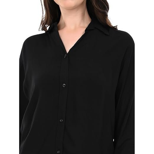 women's plain black shirt - rayon material | casual & office wear - Image 5