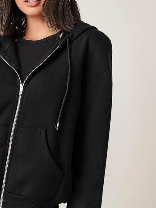 Women's imsa moda women's polycotton fleece plain hooded neck full zipper winter jacket sweatshirts casual hoodie with kangaroo pocket - Image 4