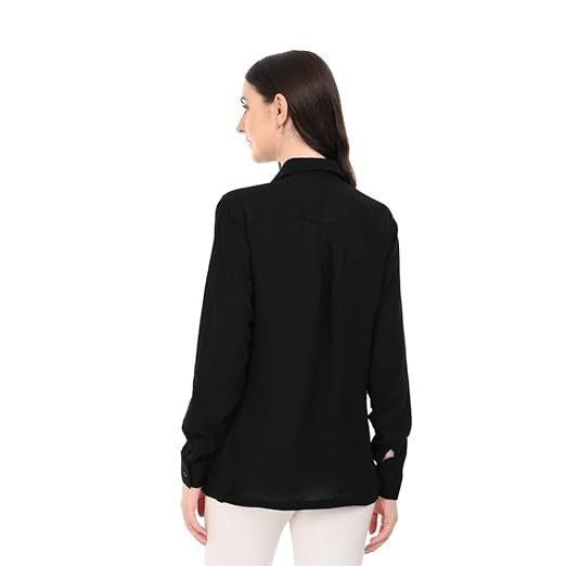 women's plain black shirt - rayon material | casual & office wear - Image 6