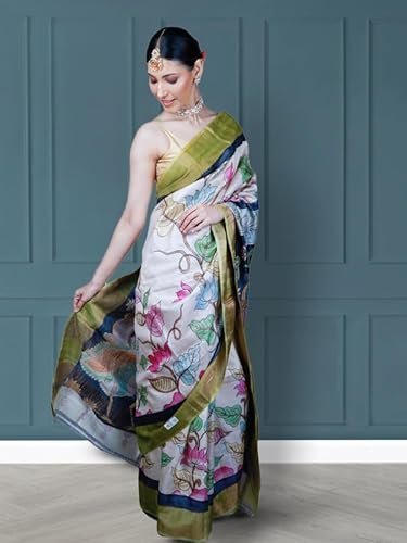 Women's handwoven pure katan silk banarasi saree with unstitched blouse material - suitable for all indian occasions,wedding and festivals - Image 5