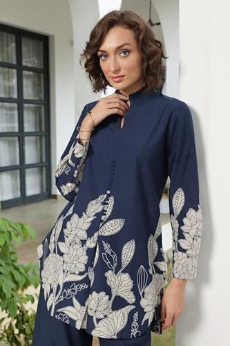 Women's jisora women's blue printed pure cotton co-ord set