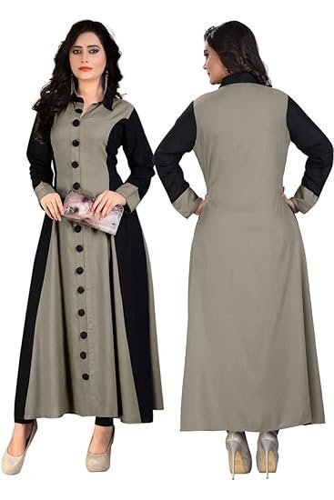 Women's madhuram womens rayon regular a line kurti with fully stitched plain long kurta(m-114) - Image 4