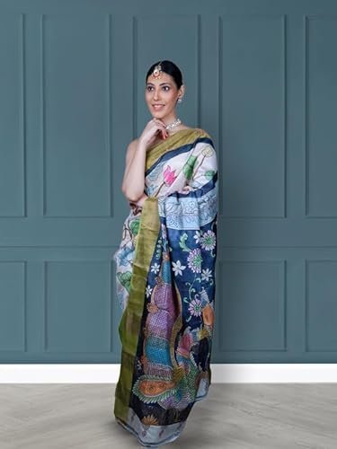 Women's handwoven pure katan silk banarasi saree with unstitched blouse material - suitable for all indian occasions,wedding and festivals - Image 3
