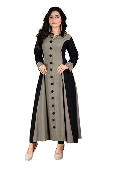 Women's madhuram womens rayon regular a line kurti with fully stitched plain long kurta(m-114)