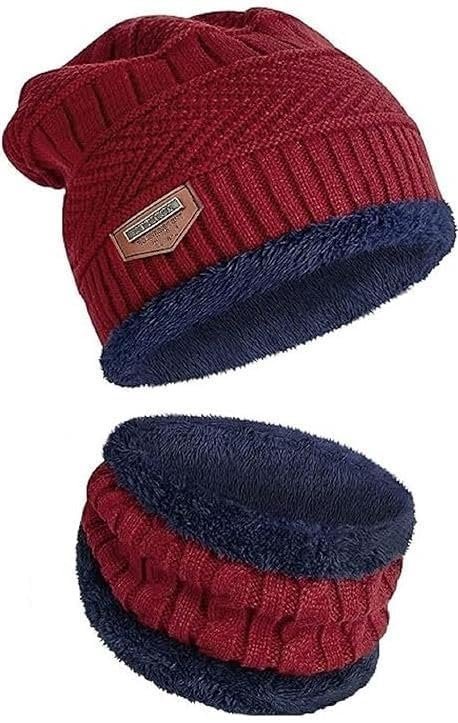 Women's winter sports cap & muffler for men & women| beanie cap| 1 set| (multicolor)