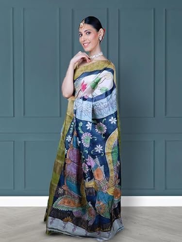 Women's handwoven pure katan silk banarasi saree with unstitched blouse material - suitable for all indian occasions,wedding and festivals - Image 4