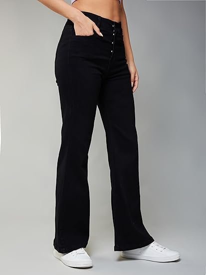 Women's crudo women's wide-leg high-rise stretchable patch-pocketed denim jeans - Image 5
