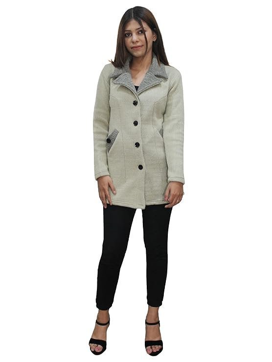 Women's matelco womens woollen collared coat cardigan - Image 3