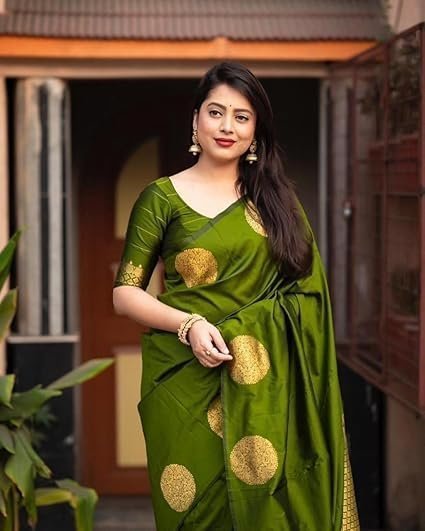 Women's c j enterprise womens pure banarasi soft silk saree kanjivaram style sarees with blouse piece for wedding (kerigola-51) - Image 4