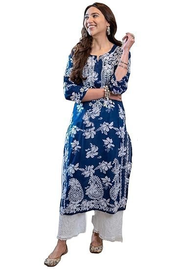 women's rayon blend chikankari embroidered straight kurta - Image 5