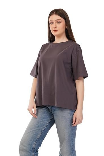 Women's casual oversized cotton t-shirt, short sleeve, loose fit