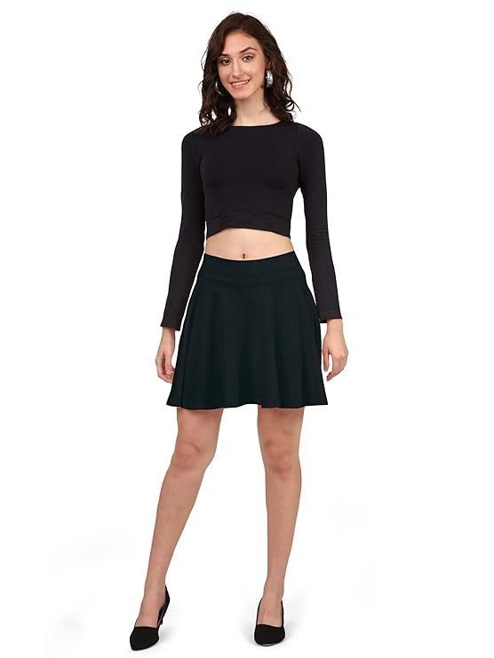 Women's mehrang girl's/women's classic stretchy all time trendy skater skirt with attached inner shorts and flared inskirt - Image 5
