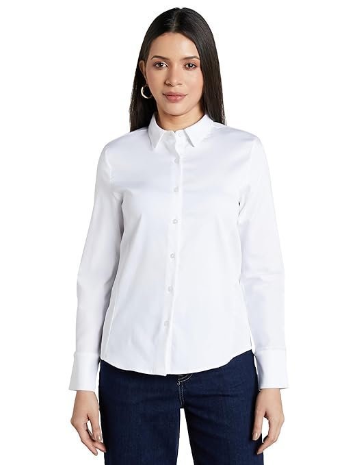 Women's premium women's 'desk-to-dinner' cotton stretch formal shirt (button down | regular fit | stylish | office-wear) - Image 3