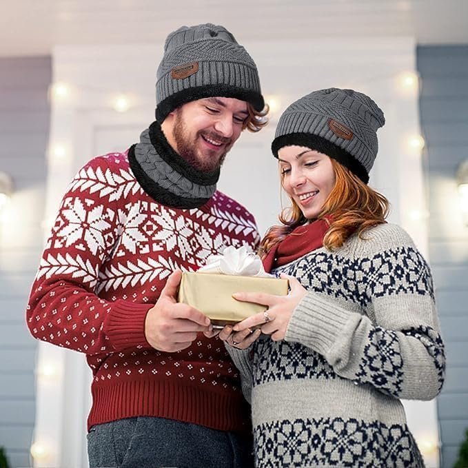 Women's winter sports cap & muffler for men & women| beanie cap| 1 set| (multicolor) - Image 2