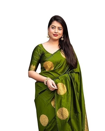 Women's c j enterprise womens pure banarasi soft silk saree kanjivaram style sarees with blouse piece for wedding (kerigola-51)