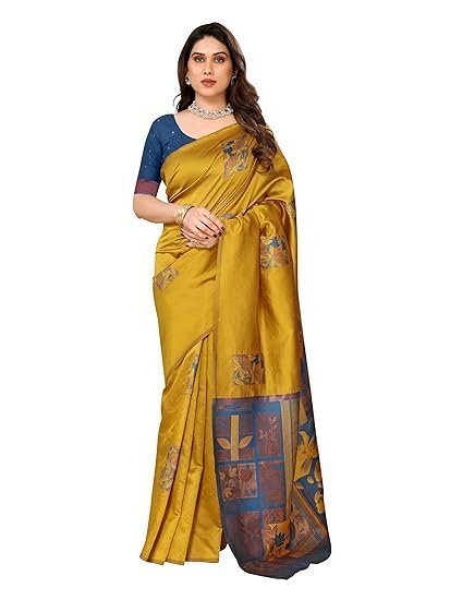Women's sidhidata women's kanjivaram banarasi soft silk saree with unstitched blouse piece (silk box flower)