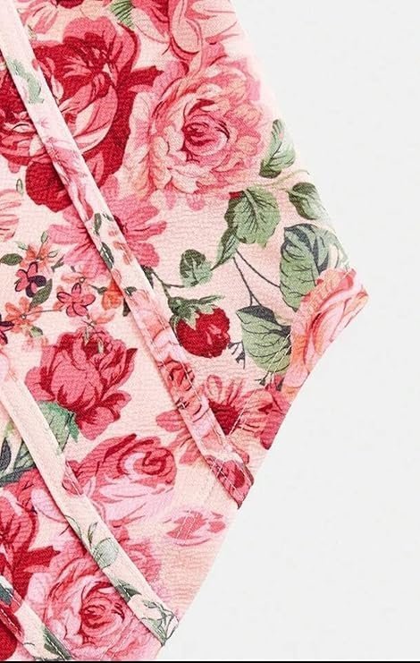 Women's floral print corset crop top, blue rose pattern, sleeveless tank top with wide straps - Image 4