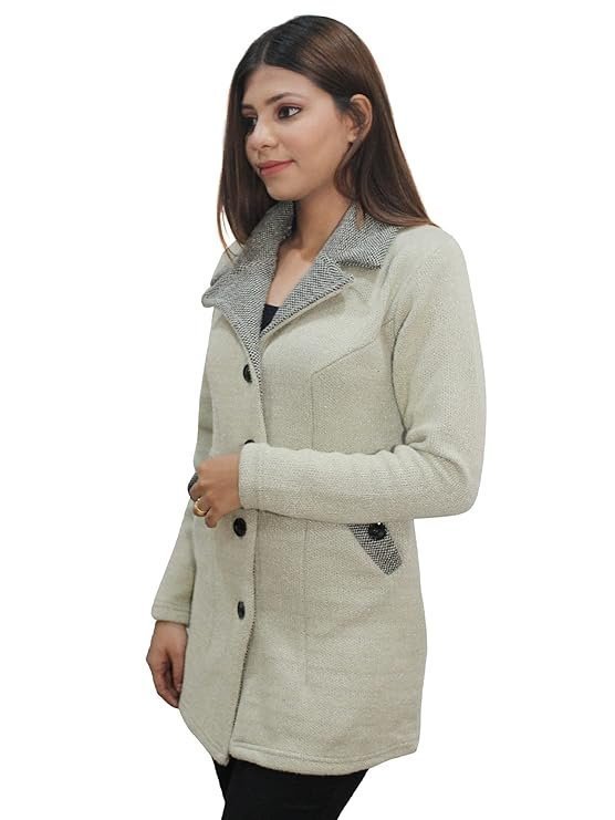 Women's matelco womens woollen collared coat cardigan - Image 4