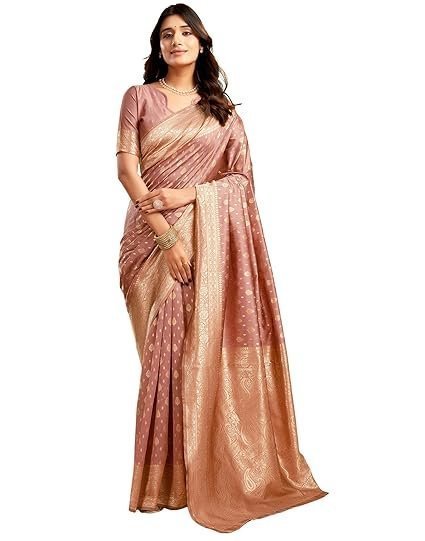 women's pure kanjivaram silk saree soft sarees banarasi style with blouse piece for wedding