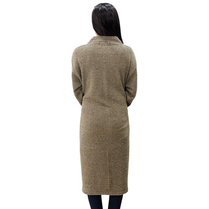 Women's matelco women's woollen button a-line long coat with pockets - Image 3