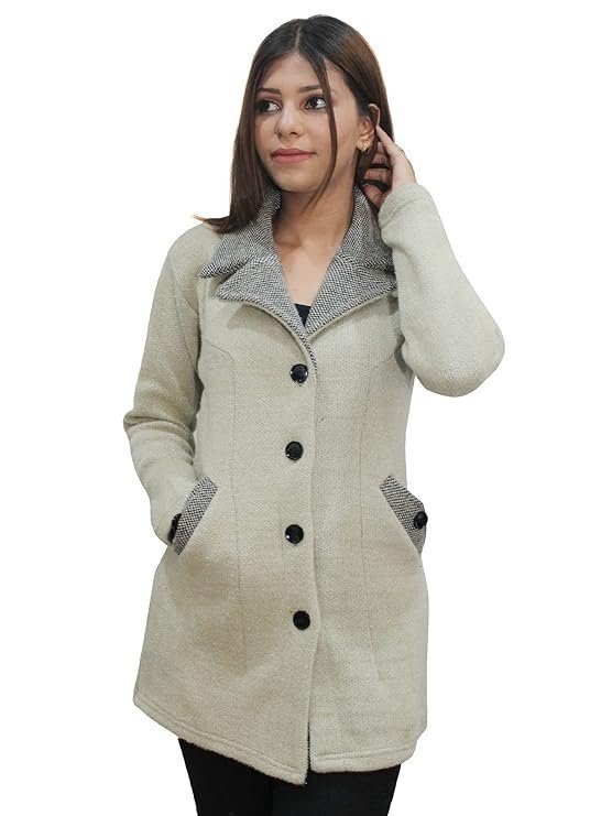 Women's matelco womens woollen collared coat cardigan