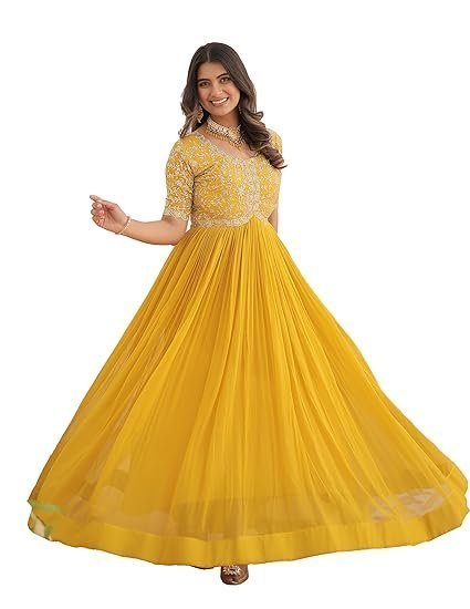 Women's fashion basket georgette embroidered anarkali gown for women - Image 2