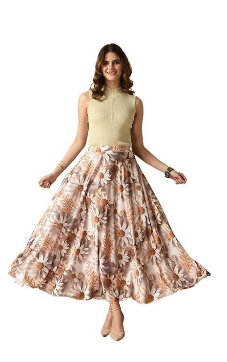 Women's designer lehanga style full flared printed skirts for women's/girls/ladies
