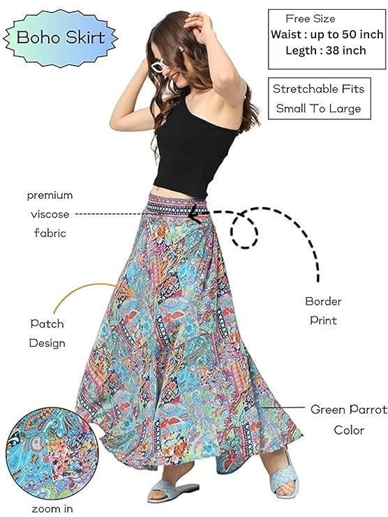 Women's ke kanha exports skirt for woman | women skirts skirt perfect for beach | summer top | boho | short & long skirt | stylish lehenga type - Image 4