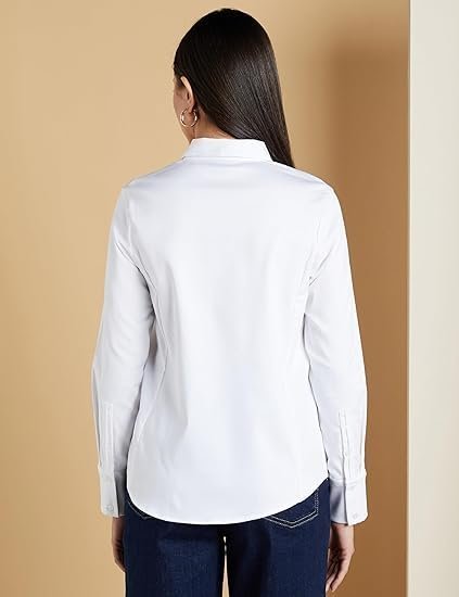 Women's premium women's 'desk-to-dinner' cotton stretch formal shirt (button down | regular fit | stylish | office-wear)