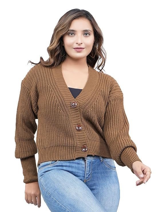 Women's stylish vneck sweater | women's knitted sweater | self design | casual wool | sweater for ladies | cardigans sweater