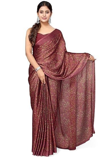 Women's fashion women's chiffon floral printed saree with blouse piece