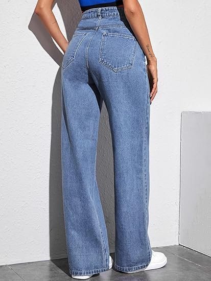 Women's dockstreet women’s stylish high-rise jeans | cotton denim lycra fabric for a body shaping straight fit||jeans|| - Image 4