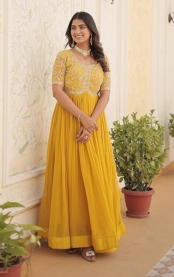 Women's fashion basket georgette embroidered anarkali gown for women - Image 4