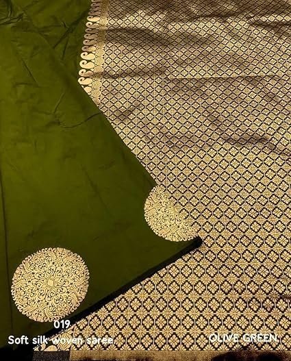 Women's c j enterprise womens pure banarasi soft silk saree kanjivaram style sarees with blouse piece for wedding (kerigola-51) - Image 5