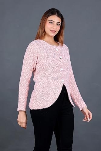Women's dadu dayal women woolen round-neck self design cardigan sweater for winter wear full sleeves crop design - Image 3