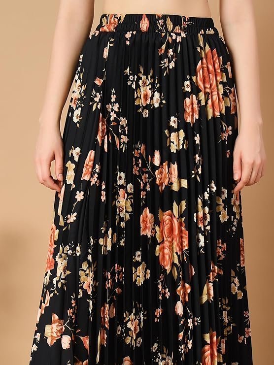 Women's kzully | floral printed maxi skirt | comfortable elastic waist | stylish morden and comfortable looking | fashionable and modern look perfect for any event - Image 4