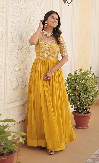Women's fashion basket georgette embroidered anarkali gown for women - Image 5