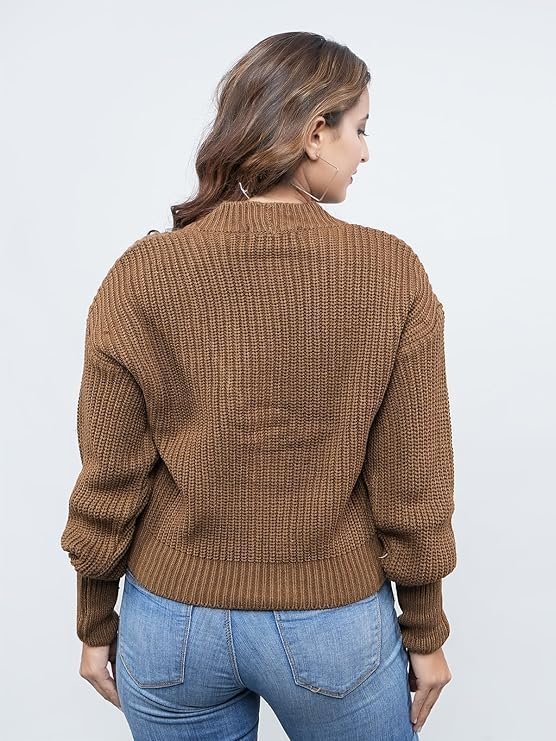 Women's stylish vneck sweater | women's knitted sweater | self design | casual wool | sweater for ladies | cardigans sweater - Image 5