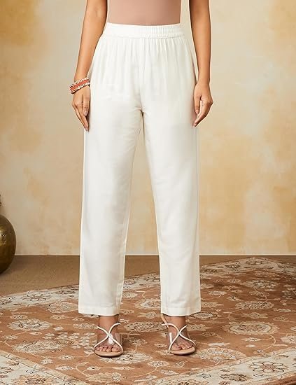 women's solid straight embroidered kurta pant set with organza dupatta - Image 3