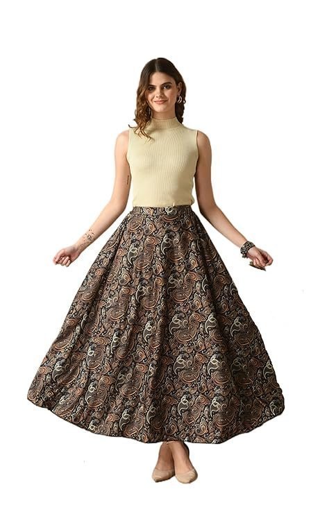 Women's women floral printed skirt | stylish a- line pleated skirt | party casual wear floor length skirt