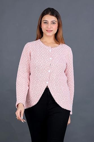 Women's dadu dayal women woolen round-neck self design cardigan sweater for winter wear full sleeves crop design - Image 5