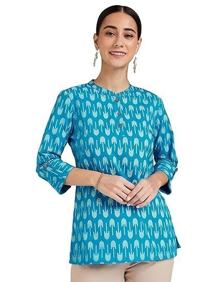 women's printed regular cotton short kurti