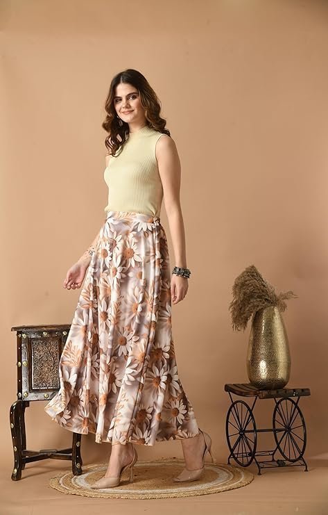 Women's designer lehanga style full flared printed skirts for women's/girls/ladies - Image 4