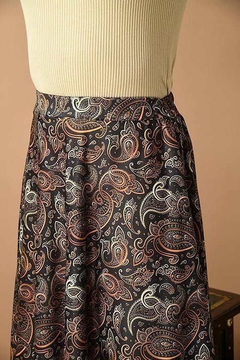 Women's women floral printed skirt | stylish a- line pleated skirt | party casual wear floor length skirt - Image 2