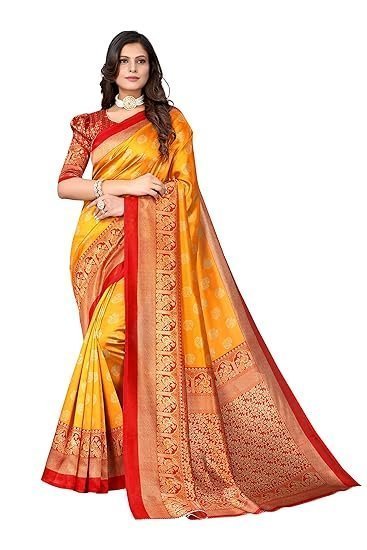Women's womens jacquard standard length saree