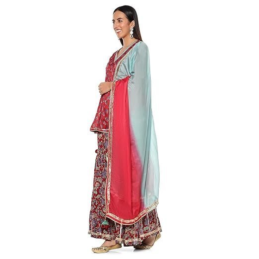Women Viscose Blend A Line Printed Suit Set - Image 2