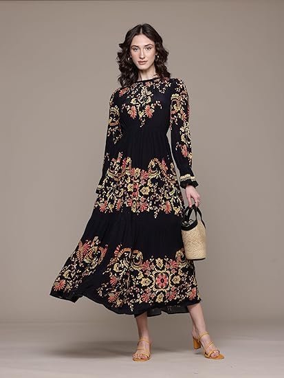Black Itzel Crepe Long Dress - Image 4
