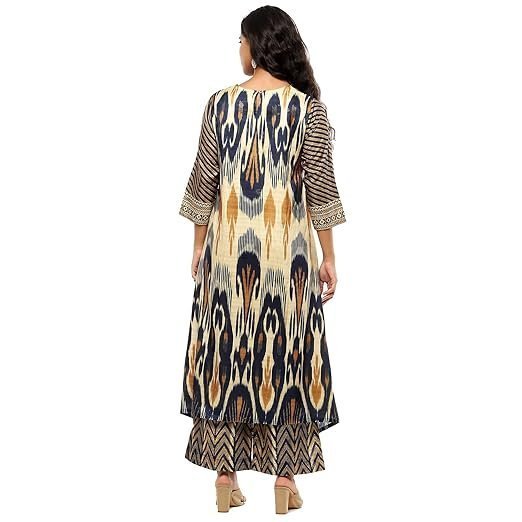 Women Geometric Printed Asymmetric Kurta Set - Image 2