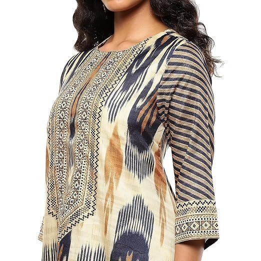 Women Geometric Printed Asymmetric Kurta Set - Image 3