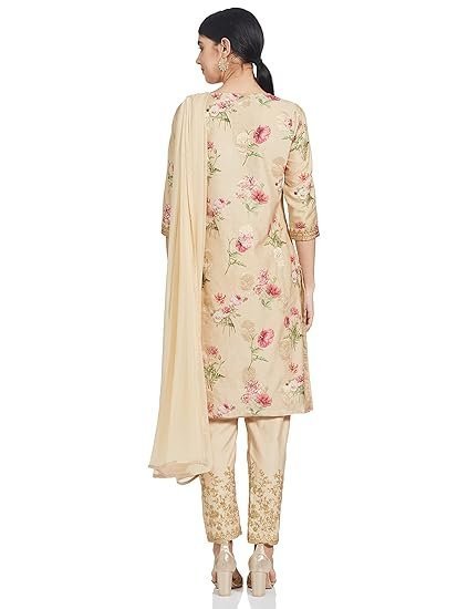 Women Poly Cotton Straight Printed Suit Set - Image 3
